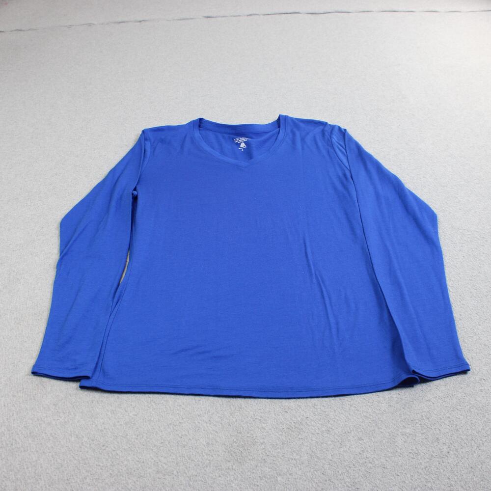 SEG'MENTS Merino Wool Shirt Womens Large Blue Long Sleeve V Neck Base Layer Hike